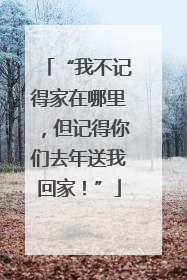 “我不记得家在哪里，但记得你们去年送我回家！”