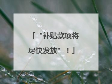 “补贴款项将尽快发放”！