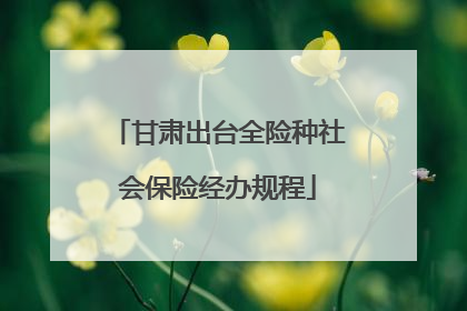 甘肃出台全险种社会保险经办规程