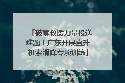 破解救援力量投送难题！广东开展直升机索滑降专项训练