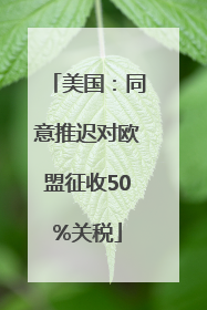 美国：同意推迟对欧盟征收50%关税