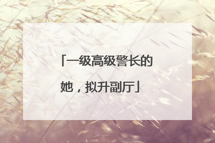 一级高级警长的她，拟升副厅