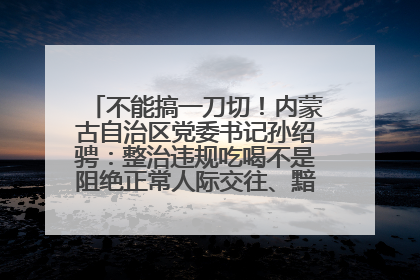不能搞一刀切！内蒙古自治区党委书记孙绍骋：整治违规吃喝不是阻绝正常人际交往、黯淡人间烟火