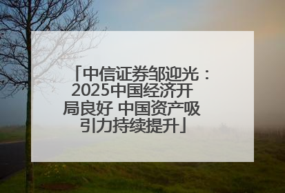 中信证券邹迎光：2025中国经济开局良好 中国资产吸引力持续提升