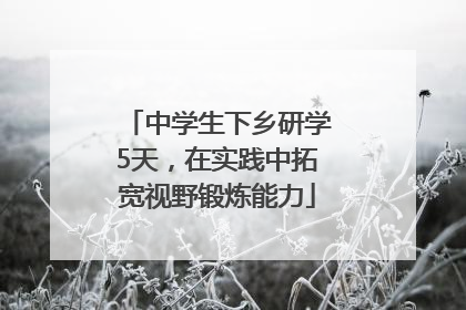 中学生下乡研学5天，在实践中拓宽视野锻炼能力