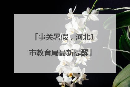 事关暑假，河北1市教育局最新提醒