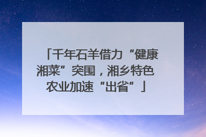 千年石羊借力“健康湘菜”突围，湘乡特色农业加速“出省”