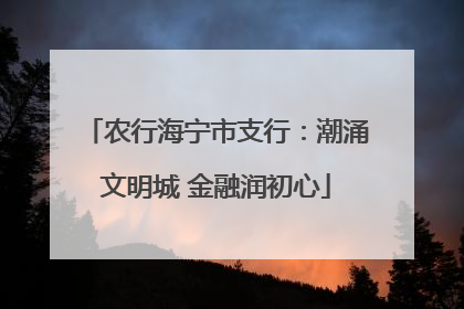 农行海宁市支行：潮涌文明城 金融润初心