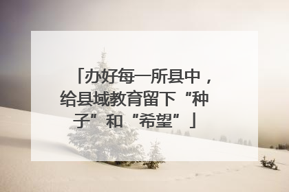 办好每一所县中，给县域教育留下“种子”和“希望”