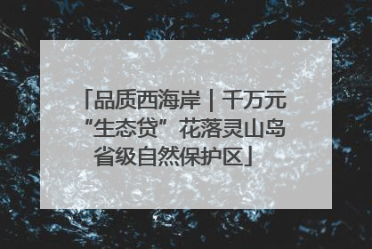 品质西海岸｜千万元“生态贷”花落灵山岛省级自然保护区