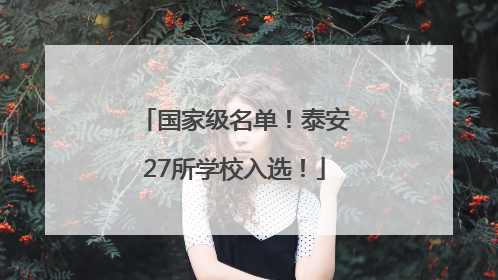 国家级名单！泰安27所学校入选！