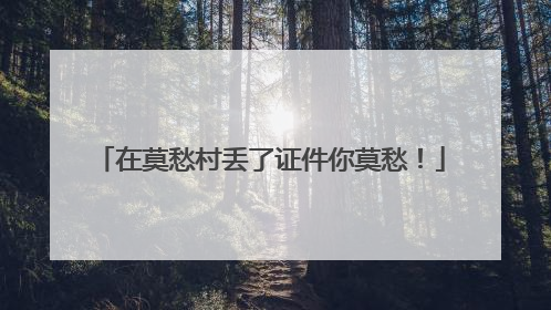 在莫愁村丢了证件你莫愁！
