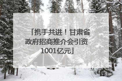 携手共进！甘肃省政府招商推介会引资1001亿元