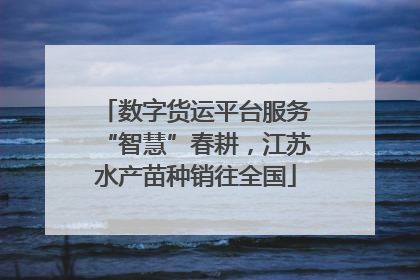 数字货运平台服务“智慧”春耕，江苏水产苗种销往全国