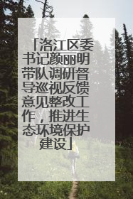 洛江区委书记颜丽明带队调研督导巡视反馈意见整改工作，推进生态环境保护建设