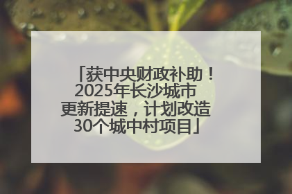 获中央财政补助！2025年长沙城市更新提速，计划改造30个城中村项目