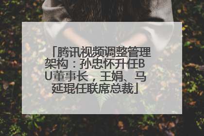腾讯视频调整管理架构：孙忠怀升任BU董事长，王娟、马延琨任联席总裁