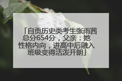 自贡历史类考生张雨茜总分654分，父亲：她性格内向，进高中后融入班级变得活泼开朗