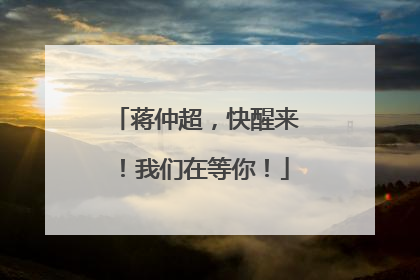 蒋仲超，快醒来！我们在等你！