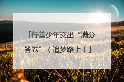 行善少年交出“满分答卷”（追梦路上）