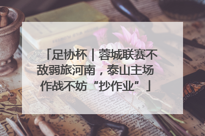 足协杯｜蓉城联赛不敌弱旅河南，泰山主场作战不妨“抄作业”