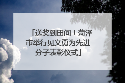 送奖到田间！菏泽市举行见义勇为先进分子表彰仪式