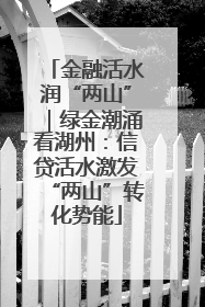 金融活水润“两山”｜绿金潮涌看湖州：信贷活水激发“两山”转化势能