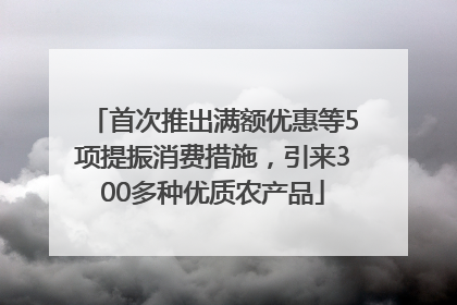 首次推出满额优惠等5项提振消费措施，引来300多种优质农产品