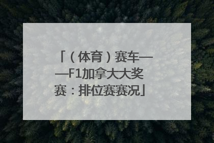 （体育）赛车——F1加拿大大奖赛：排位赛赛况