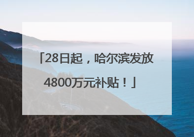28日起，哈尔滨发放4800万元补贴！