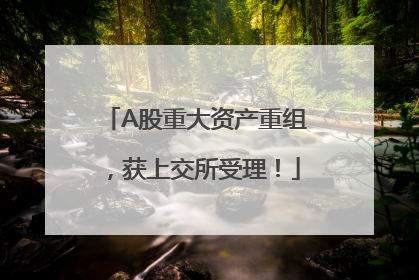 A股重大资产重组，获上交所受理！